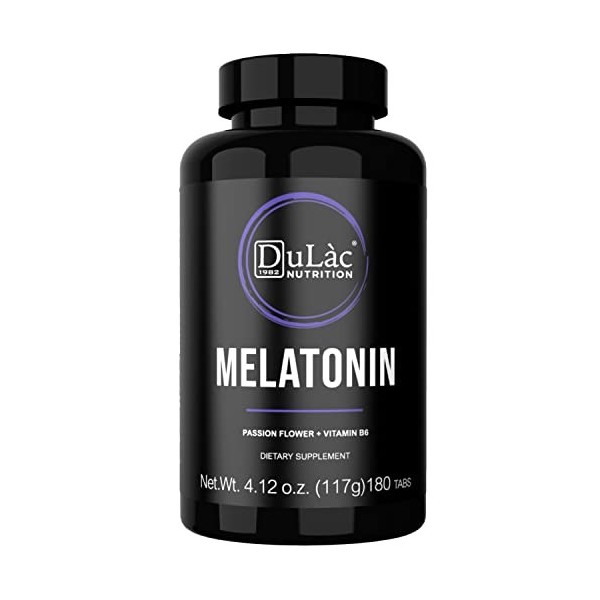 Mélatoninefort 1 mg Dulàc, 180 comprimés à base de mélatonine pure, passiflore et vitamine B6, Made in Italy