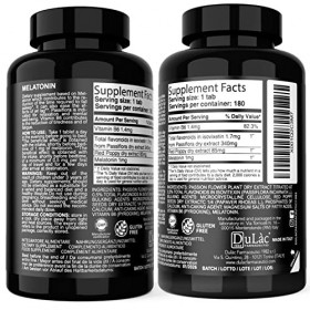 Mélatoninefort 1 mg Dulàc, 180 comprimés à base de mélatonine pure, passiflore et vitamine B6, Made in Italy