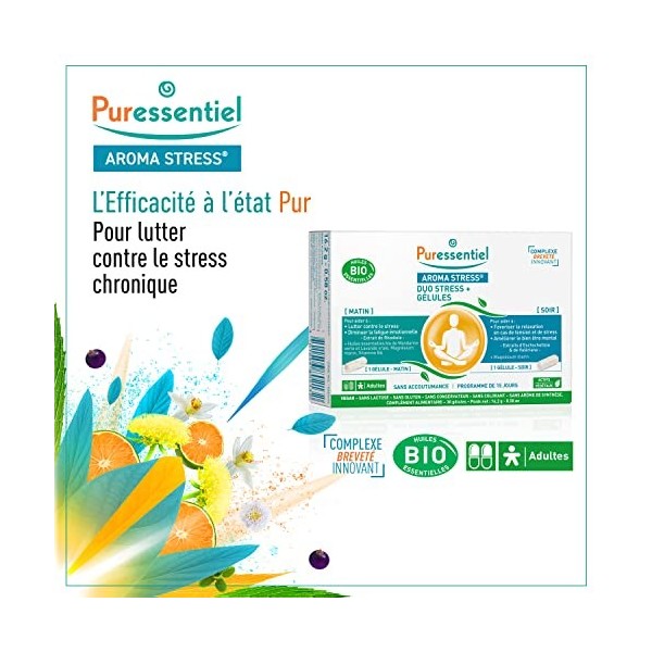 Puressentiel - Aroma Stress- Gélules Duo Stress - Aide à lutter contre le stress et favorise la relaxation -Magnésium -Extrai