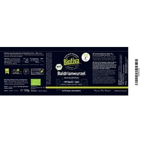 Biotiva Capsules de valériane bio 150 capsules - Racine de valériane moulue - 600mg par capsule - Conditionné et contrôlé en 