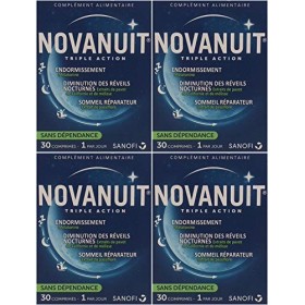 Novanuit Sommeil Triple action - Comprimés Sans Dioxide de Titane - 4 Mois de TRAITEMENT - Lot de 4 Boites de 30 Comp 4 