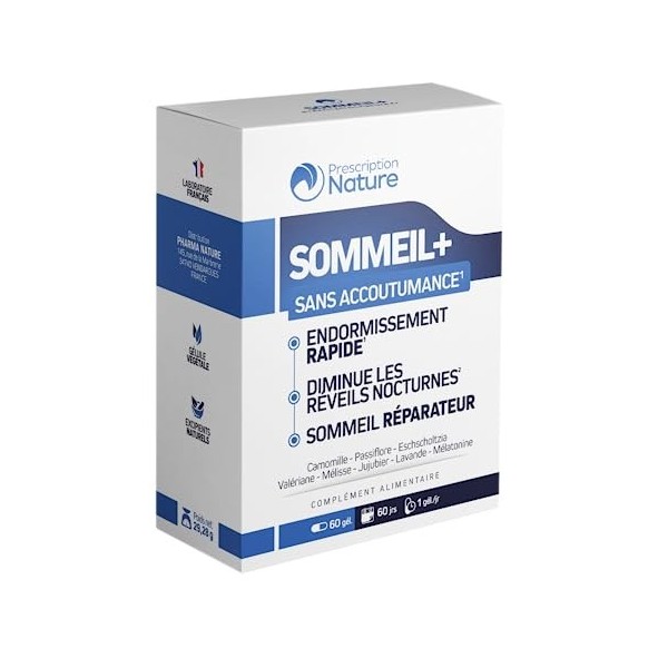 Prescription Nature - SOMMEIL + - Complément Alimentaire pour Mieux Dormir - Mélatonine 1,90 mg + Complexe de Plantes - Apa