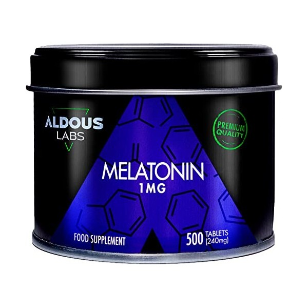 500 comprimés de Mélatonine pure | 500 nuits +16 mois | Mélatonine 1 mg | Mélatonine pour linsomnie, pour vous aider à vou