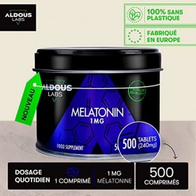 500 comprimés de Mélatonine pure | 500 nuits +16 mois | Mélatonine 1 mg | Mélatonine pour linsomnie, pour vous aider à vou