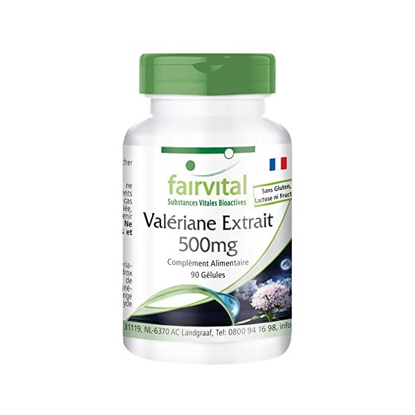 Fairvital | Valerian 500mg - set pour pendant 3 mois - VEGAN - dose élevée - 4 fois concentré 90 Capsules- extrait de racine 