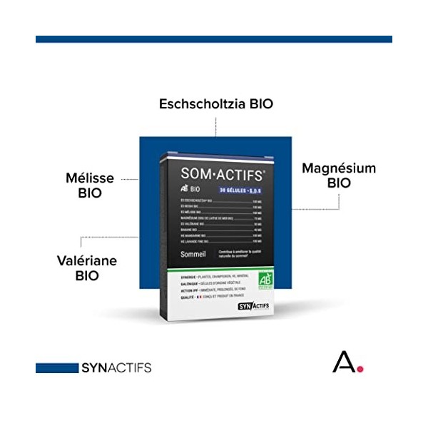 ARAGAN - Synactifs - Somactifs Bio - Complément Alimentaire Sommeil Adulte - Mélisse bio, Valériane bio, Magnésium et Eschsch