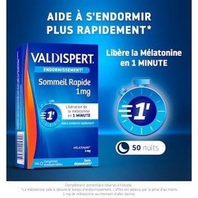 VALDISPERT - Endormissement - Sommeil Rapide 1 mg - Complément Alimentaire à base de Mélatonine - Libération rapide en 1 minu