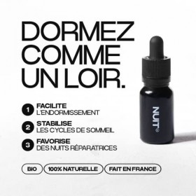 NUIT 45% | 0% CBD | 0% THC | Fait en FRANCE | 15 ML - 450 Gouttes | Huile de graines de chanvre + Valériane + Mélisse + Passi