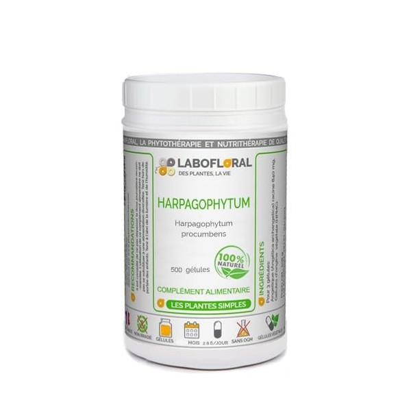 Harpagophytum Labofloral 500 gélules dosées à 315 mg - Complément alimentaire - Douleurs articulaires, muscles et tendons - F