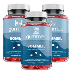 Gummea Sommeil Pack de 3X60 Gummies | Complément Alimentaire à Base de Mélatonine et de Vitamine B6 | Contribue à Réduire le 