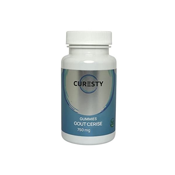 Curesty | Gummies Cerise 750 | VEGAN | Sans Sucre | Bio Aide Au Sommeil et Détente | Bien Être et Effet Relaxant | Soulage La