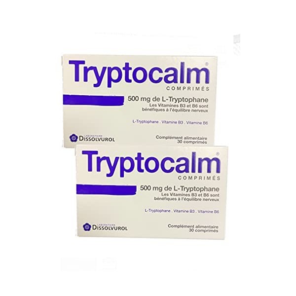Tryptocalm - Equilibre de Lhumeur - stress - Nervosité - Troubles du sommeil - Boite de 30 Comp - Lot de 2 boîtes