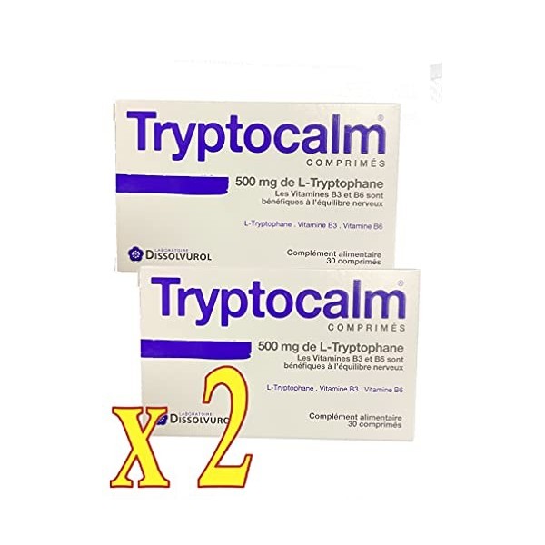Tryptocalm - Equilibre de Lhumeur - stress - Nervosité - Troubles du sommeil - Boite de 30 Comp - Lot de 2 boîtes