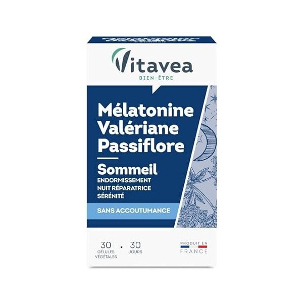 MÉLATONINE VALÉRIANE PASSIFLORE 10G, VITAVEA, LOT DE 2