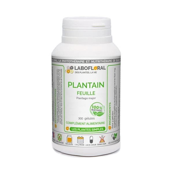 Plantain Labofloral 300 gélules dosées à 240 mg - Complément alimentaire - Respiration, allergies - Fabriqué en France