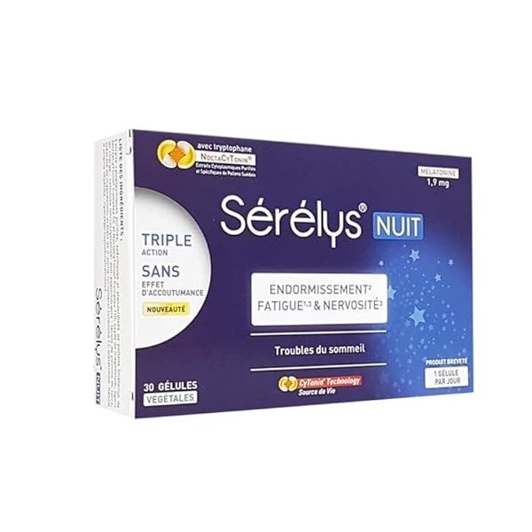 SERELYS Sérélys Nuit - ENDORMISSEMENT FATIGUE NERVOSITE - 30 Gélules Végétales