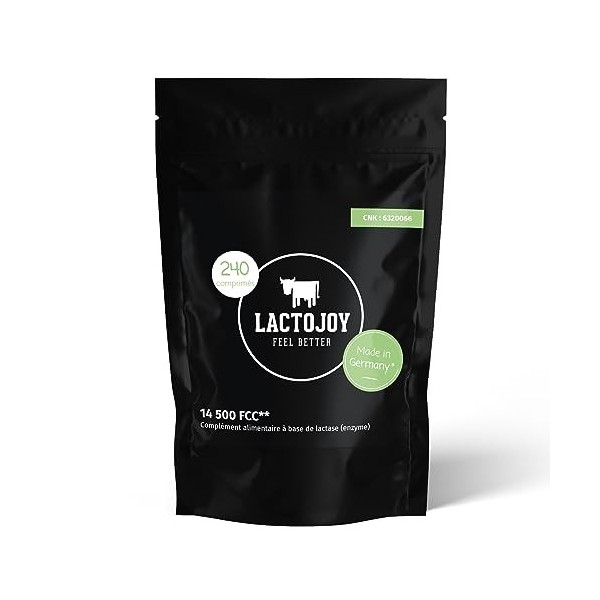 LactoJoy Comprimés de Lactase I Combat lIntolérance au Lactose I 240 Pcs. RECHARGE de Dose Extra-Forte 14 500 FCC I 100% V