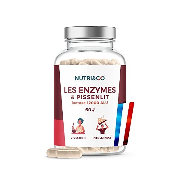 Lactase et Enzymes Digestives Végétales | 12000 UI de Lactase | Digestion Difficile, Ballonnements et Intolérance au Lait | F