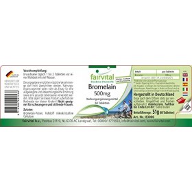 Fairvital | Bromélaïne 500mg - pendant 2 mois - VEGAN - Fortement dosé - 60 comprimés - 1200 FIP - enzyme dananas