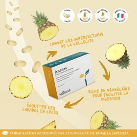 Nutracle Ananas Bromélaïne 2400GDU/g 45 comprimés 750mg - Supplément Drainant Fort - Anti-Cellulite et Rétention deau dans l