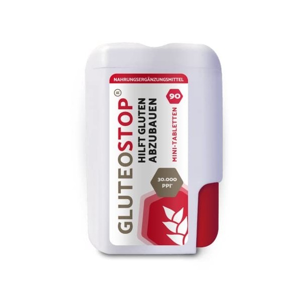 GluteoStop® - aide à décomposer le gluten - 90 mini comprimés - sensibilité au gluten - régime pauvre en gluten - enzyme 90 