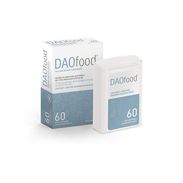 DAOfood - Gestion du Déficit du DAO/Intolérance à lhistamine - Distributeur 60 mini comprimés gastro-résistants - DAO Enzyme