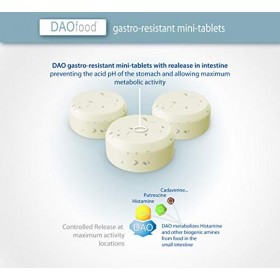 DAOfood - Gestion du Déficit du DAO/Intolérance à lhistamine - Distributeur 60 mini comprimés gastro-résistants - DAO Enzyme