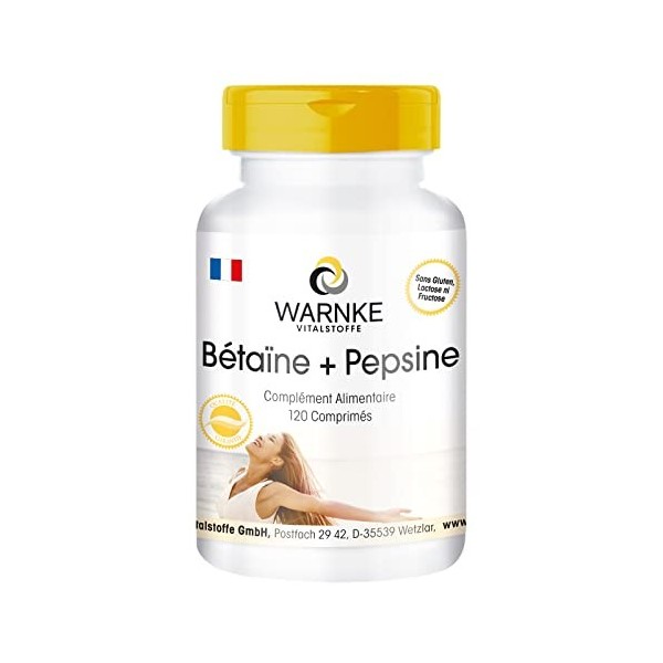 Betaine HCl + Pepsine - fortes doses - 120 comprimés | Warnke Vitalstoffe