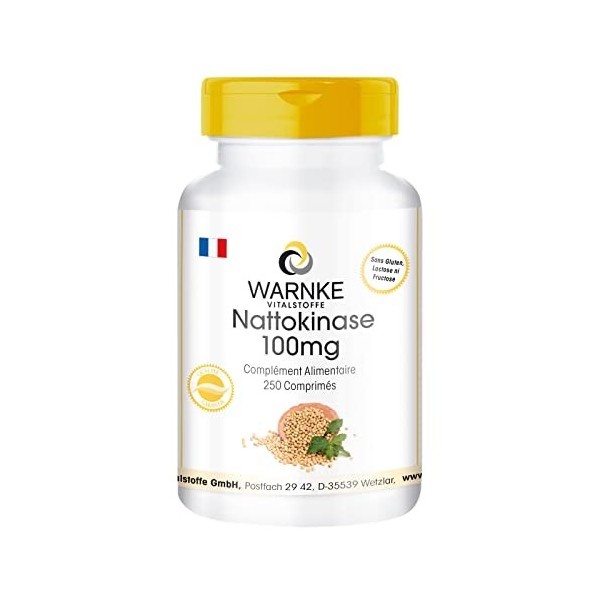 Nattokinase 100mg - 2000 FU - hautement dosé - vegan - 250 comprimés | Warnke Vitalstoffe