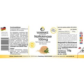 Nattokinase 100mg - 2000 FU - hautement dosé - vegan - 250 comprimés | Warnke Vitalstoffe