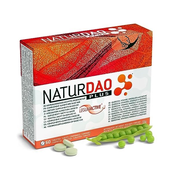 NATURDAO PLUS - 1.500.000 HDU + 8 Cofacteurs & Adjuvants - DAO & Catalase, Quercétine, Vit.C, Vit.B6, Vit.B9, Vit.B12, Cuivre