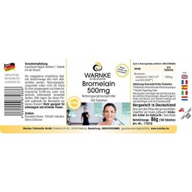 Bromelaine 500 mg - 1200 F.I.P - 100 comprimés - Vegan - Enzyme naturelle dananas | Warnke Vitalstoffe