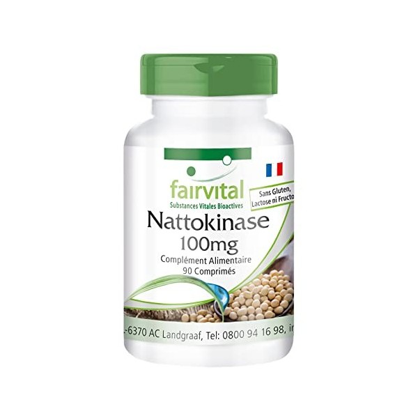 Fairvital | Nattokinase 100mg - boite de 3 mois - VEGAN - Fortement dosé - 90 comprimés - 2000 FU