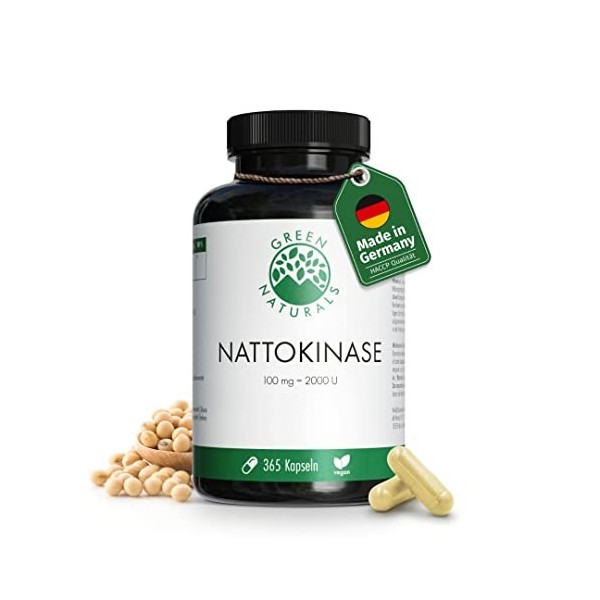 GREEN NATURALS Nattokinase Hautement Dosée en Capsules Végétales | Complément Alimentaire - 365 Capsules | Vegan Sans OGM | 2