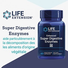 Life Extension, Enhanced Super Digestive Enzymes Enzymes Digestives Améliorées , Hautement Dosé, 60 Capsules végétariennes, 