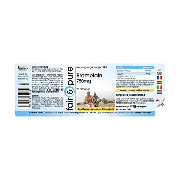 Fair & Pure® - Bromélaïne 750mg 1800 F.I.P. - dosage élevé - en vrac