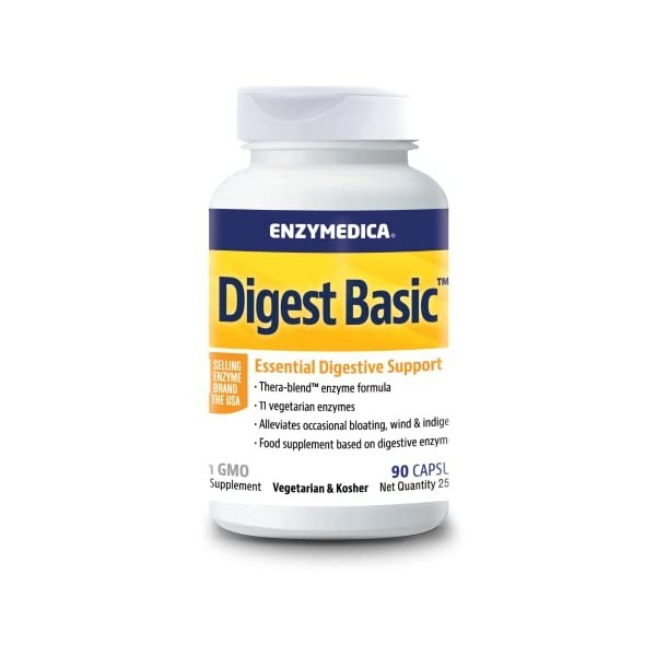 Enzymedica Digest Basic, formule denzymes essentielles, digestion douce des repas, réduit les gaz et les ballonnements, sans