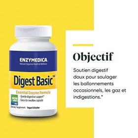 Enzymedica Digest Basic, formule denzymes essentielles, digestion douce des repas, réduit les gaz et les ballonnements, sans