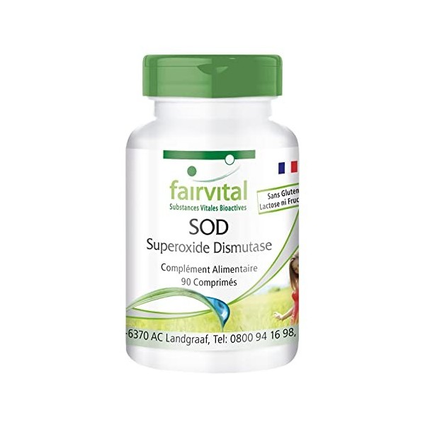 Fairvital | SOD - superoxyde dismutase Fortement dosé - 90 comprimés - 6000 unités dactivité enzymatique par portion journal