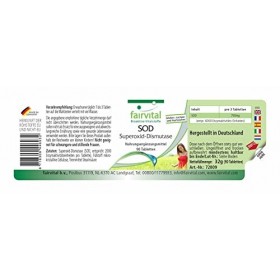 Fairvital | SOD - superoxyde dismutase Fortement dosé - 90 comprimés - 6000 unités dactivité enzymatique par portion journal