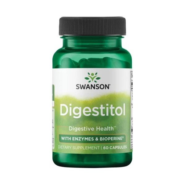 Swanson Digestitol avec Enzymes/Bioperine 60 Gélules