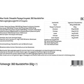 Now Foods, Chewable Papaya Enzyme Enzyme de Papaye à Mâcher , 500mg, 360 Comprimés à Mâcher, Testé en Laboratoire, Sans Soja