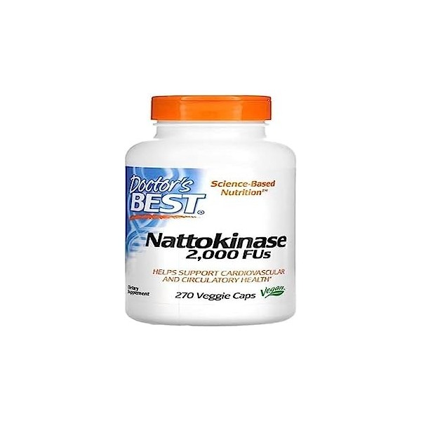 Doctors Best Nattokinase 2000 Fus 270 Capsules Soutient la santé cardiovasculaire