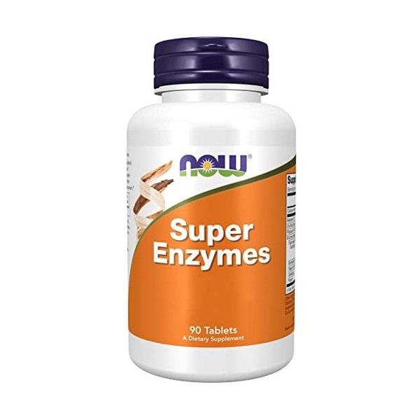 Now Foods, Super Enzyme, 90 Comprimés, Testé en Laboratoire, Dose Élevée, Calcium, Sans Gluten, Sans Soja, Sans OGM