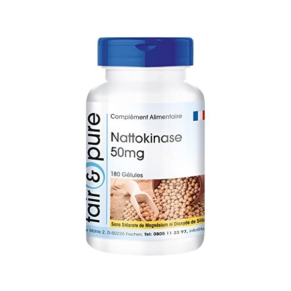 Fair & Pure® - Nattokinase 50mg - 2000 FU par prise quotidienne - 180 gélules pendant 3 mois