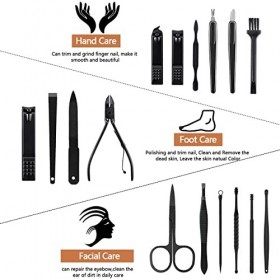 Kit Manucre Pedicure, 16Pcs Ensemble de Coupe Ongles Professionnel,Trousse Manucure Pedicure,Coupe Cuticules pédicure,trousse