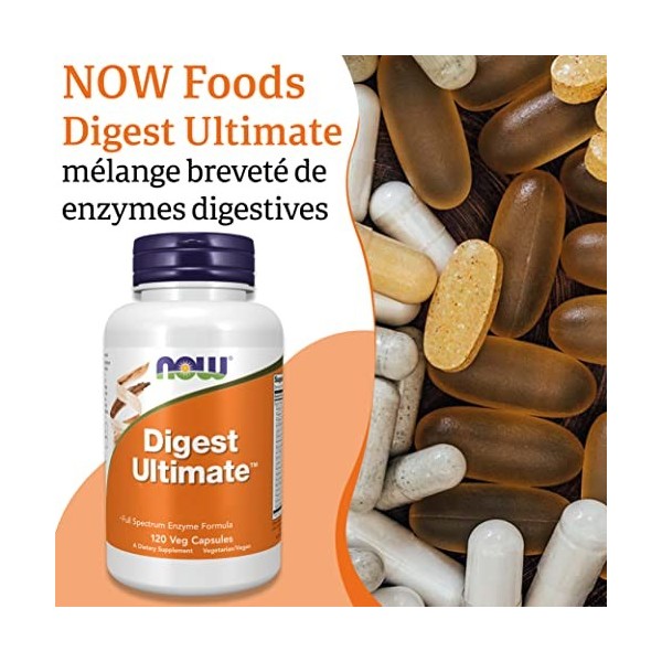 Now Foods, Digest Ultimate Enzymes Digestives , 120 Capsules végétaliennes, Testé en Laboratoire, Sans Soja, Sans Gluten, Sa