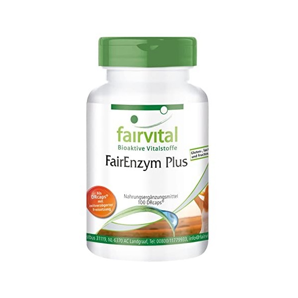 Fairvital | FairEnzym Plus - boite de 3 mois - Fortement dosé - 100 DRCaps® - complexe enzymatique