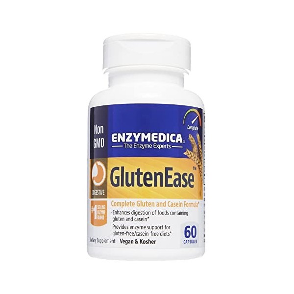 Enzymedica, Glutenease, Indiqué Contre Le Gluten Et La Caséine, Formule Enzymatique, Améliore LAbsorption Des Nutriments Et 