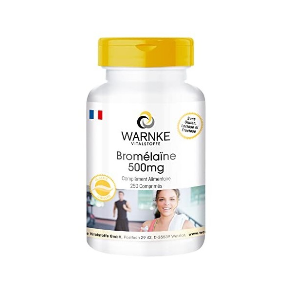 Bromelaine 500 mg 1200 F.I.P - 250 comprimés - Végétarien - Enzyme naturelle dananas | Warnke Vitalstoffe